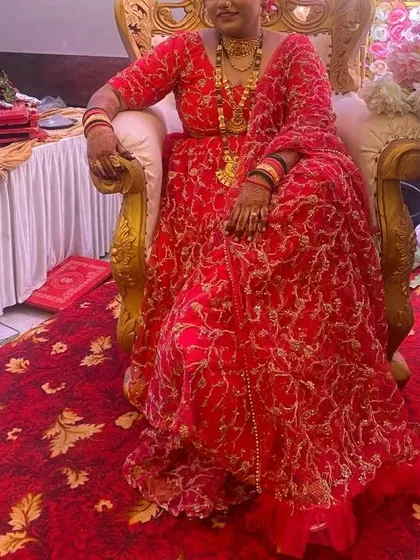 A client looking regal in my pink zari work lehenga. This is a great option for a bride or a close family member for a wedding function.