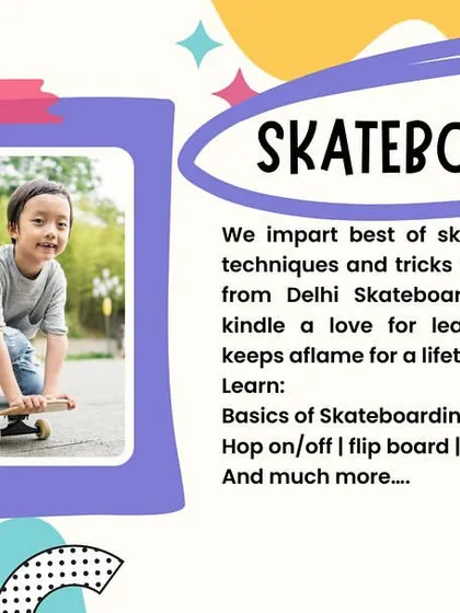 This flyer provides details about my skateboarding program. I partner with professional teachers to cover everything from the basics of hopping on the board to learning tricks like tail taps and carving.