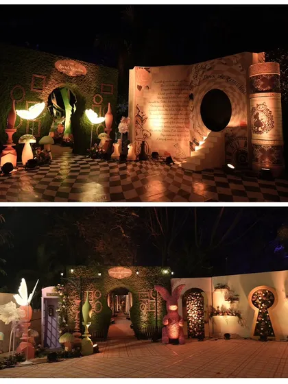 An overview of the main photo backdrops, including the giant storybook and the keyhole entrance, which provided multiple unique settings for capturing memories.