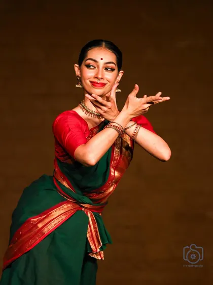 A still from the 'Navarasotsava' performance series. This pose shows the playful and expressive nature of the character I was portraying.