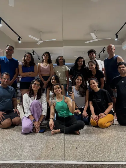 A group photo after my first self-hosted workshop in Delhi. It's always a joy to connect with the local yoga community wherever I go.