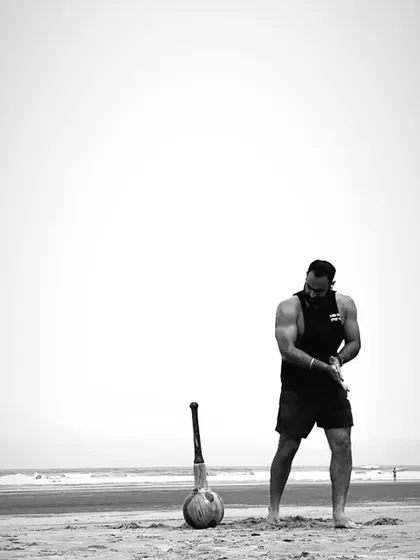 We didn't invent this, we just refused to forget it. This picture on the beach, with the Gada, reminds me of the pure, simple, and powerful roots of our training system. It's about remembering the strength that was always ours.