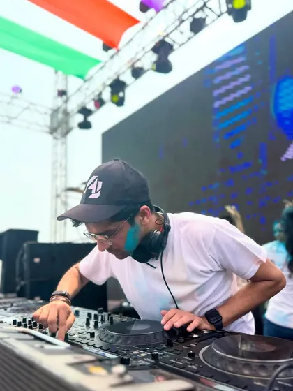 Focused on the mix at the Dunk Fest Holi event. Playing for a massive, color-drenched crowd is one of the highlights of the year.