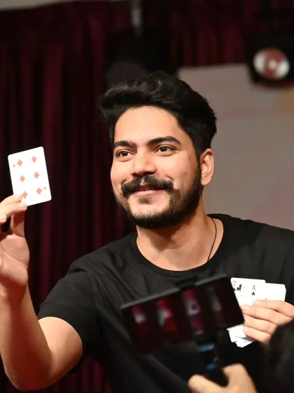 Performing a card trick during the first-ever cultural event at MKS School in Manipal. The warmth and hospitality I received here were truly special.