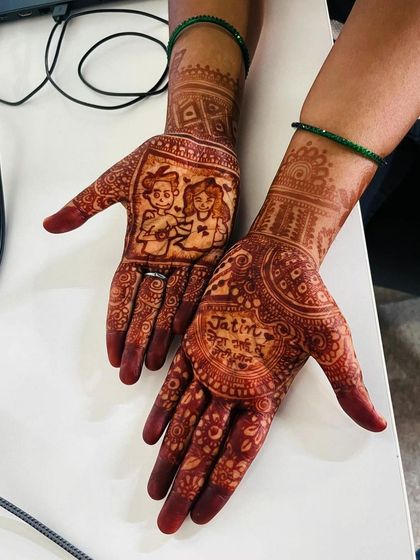 The other side of the stain check, showing the personalized portrait and name design. The color is deep and even across the intricate details.