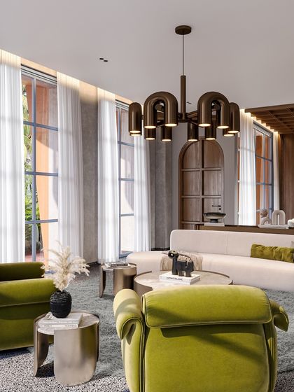 Great design rewrites the rules. This living room takes its color inspiration from nature but reinterprets it in a refined palette with pops of olive green. Here, texture and proportion take center stage, crafting a sense of luxury that feels fresh and unexpected.