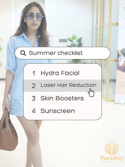 This is your ultimate summer checklist for flawless skin. It includes essentials like HydraFacials for glow, Laser Hair Reduction for smoothness, and Skin Boosters for deep hydration.