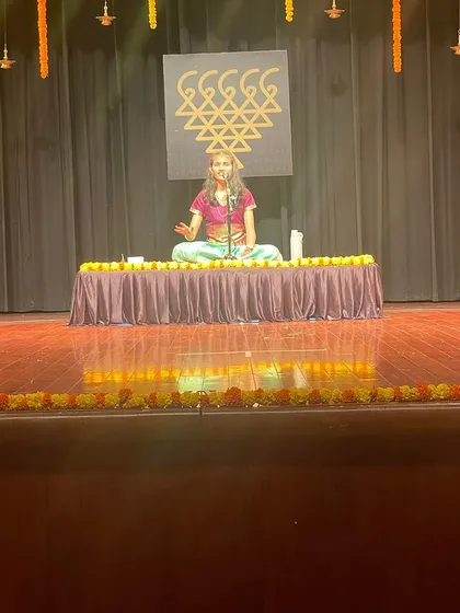 Mentoring the next generation of artists is a profound responsibility and joy. I was honored to be the chief guest for my student Esha's Carnatic music arangetram, a significant milestone in her musical journey.