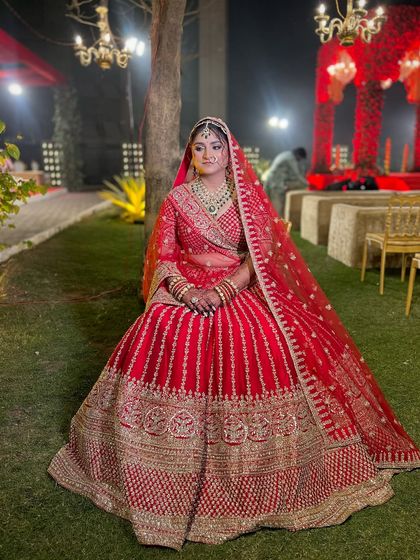 Another angle of this gorgeous bride, ready for her outdoor wedding. The makeup is set to withstand the elements and look perfect all night.
