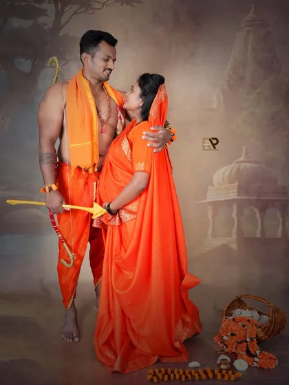 For families who dream of something truly unique, we create custom themed photoshoots. This Seetha-Ram inspired maternity session brings a divine and artistic vision to life, blending cultural heritage with the personal story of expecting parents.