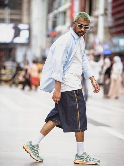 A confident pose during the street style shoot.