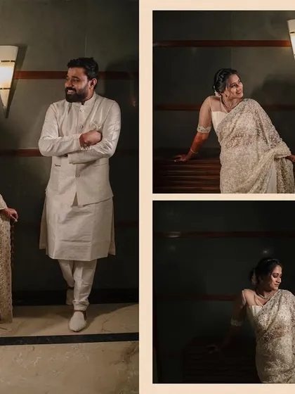 A collage showing a couple's playful banter and interaction. These candid moments are just as important as the formal portraits.