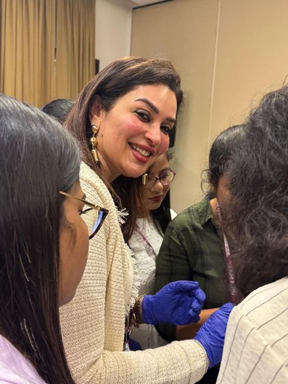 A candid moment from a hands-on training session. I believe in a practical, interactive approach to teaching, ensuring that other practitioners feel confident in new techniques.