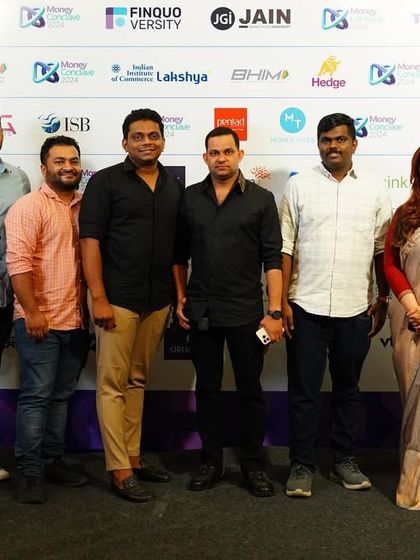 A group photo with fellow speakers and organizers at the Money Conclave curtain raiser. Collaboration is at the heart of building a vibrant financial community.