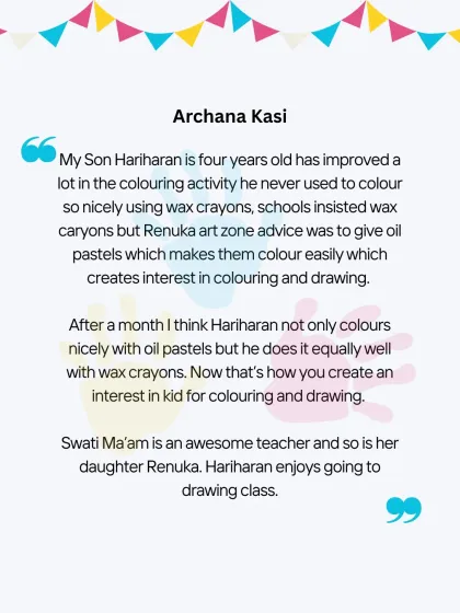 Nothing makes us happier than hearing from the parents of our young artists. This testimonial highlights how we work to build a child's interest and confidence in drawing and coloring.