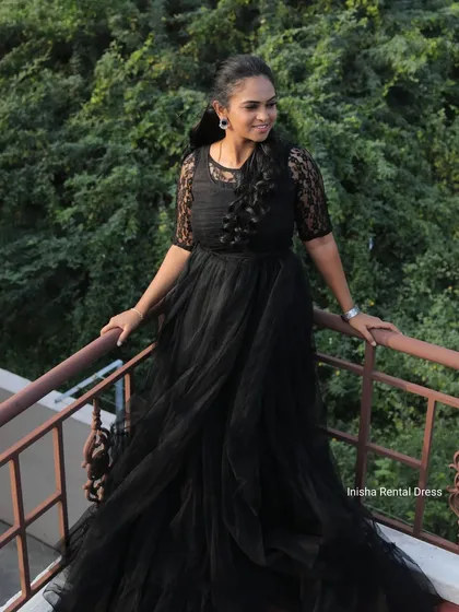 Feel elegant and beautiful during your special photoshoots. I offer gowns like this stunning black netted dress for rent, perfect for maternity, pre-wedding, or post-wedding pictures. It is available in multiple sizes to give you the perfect fit.