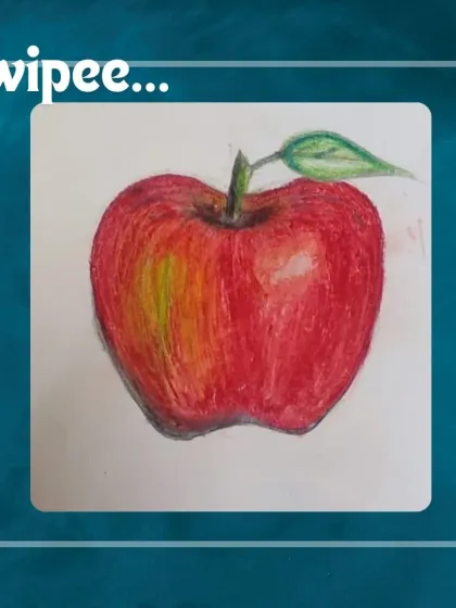 Another example of the amazing still life work from our students. This apple drawing showcases the student's ability to blend multiple colors to create a realistic, three dimensional effect.