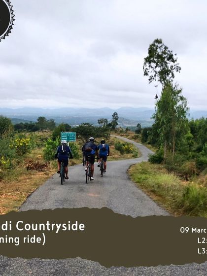 This image captures the rolling hills and beautiful, quiet roads of our 'Nandi Countryside' evening ride.