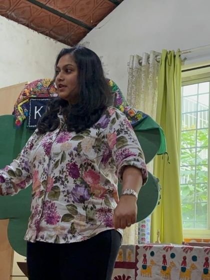 Certified storyteller Neha in her element at the Blr Hubba festival. My goal is to empower others to become confident performers who can captivate any audience.