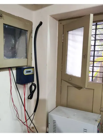 Going solar doesn't have to be a huge initial investment. This image shows a conventional home UPS that we've made solar-compatible using a simple retrofit kit, a budget-friendly way to start your solar journey.