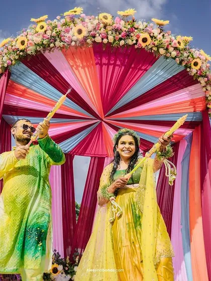 Our Haldi events are all about vibrant, infectious energy. We design colorful, interactive setups that encourage guests to have fun, with playful elements and a backdrop that’s perfect for capturing candid, joyful moments.