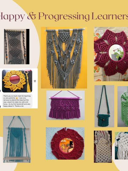 Look at these stunning macrame mirrors, wall hangings, and bags. It's amazing to see how students bring their own style to the techniques I teach.