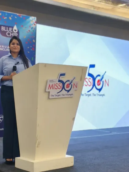 Ready to address the audience at the Tivoli Grand for the Mehta Cosmetic conclave.