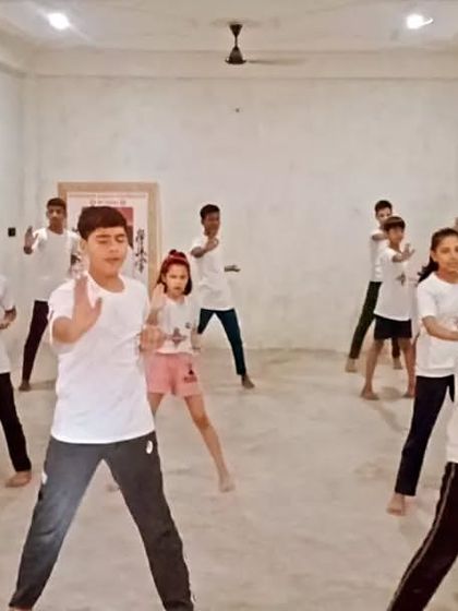 Another angle of the same drill, showing the alignment of the students.