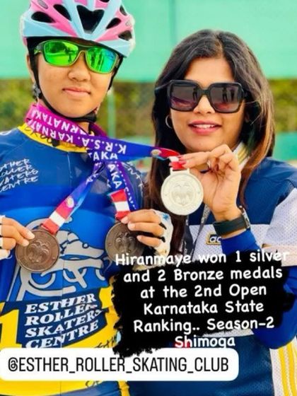 A proud coach moment with Hiranmaye, who won one silver and two bronze medals at the 2nd Open Karnataka State Ranking in Shimoga.