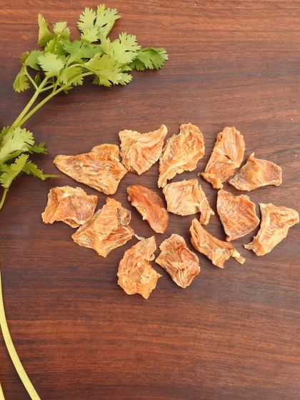 A closer look at our chicken bites, featured in our "From Fluffy to Fit" campaign. They are the perfect high-protein, low-fat snack.