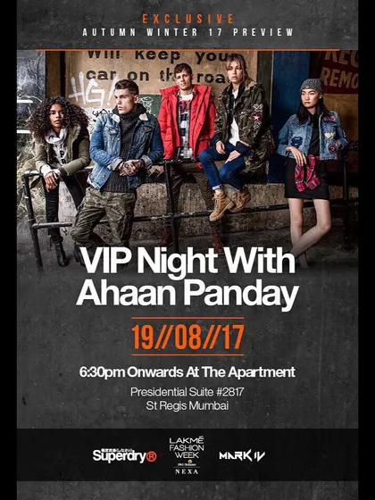 An event poster for a Superdry VIP party during Lakme Fashion Week. I have experience playing for major brand events and fashion shows, where the music is crucial for creating a trendy and exclusive atmosphere.