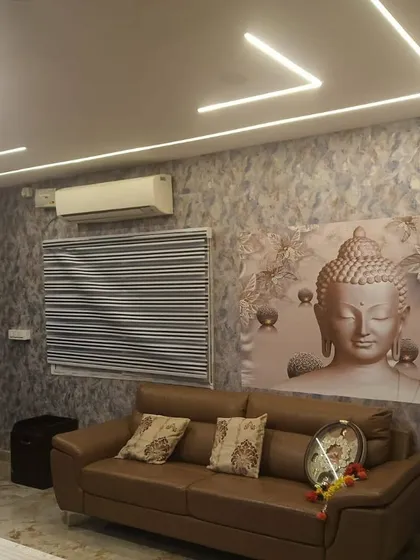 Here is a set of zebra blinds I installed in a living room. These are very practical for controlling light and are a popular choice for modern homes. The installation is clean, with no gaps.