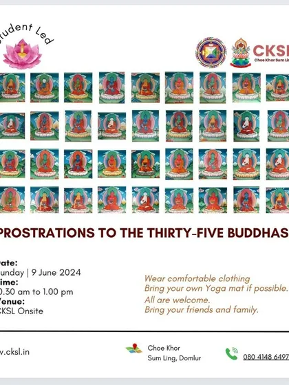 Our community is strengthened by student-led initiatives, such as this group practice of Prostrations to the Thirty-Five Buddhas. All are welcome to join and participate.