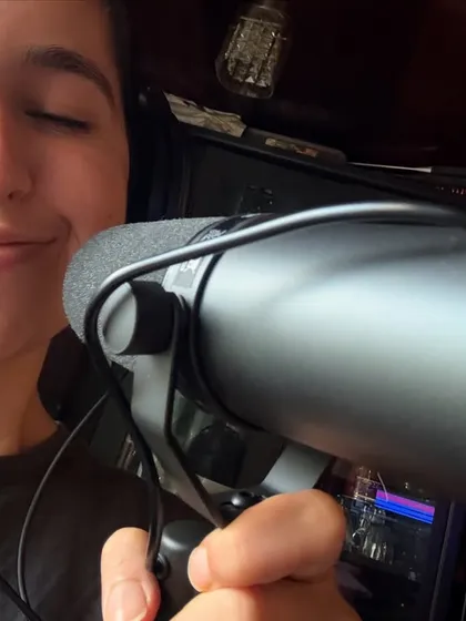 A happy selfie with my trusted microphone. This is an essential tool of my trade, whether I'm in the studio or on stage.