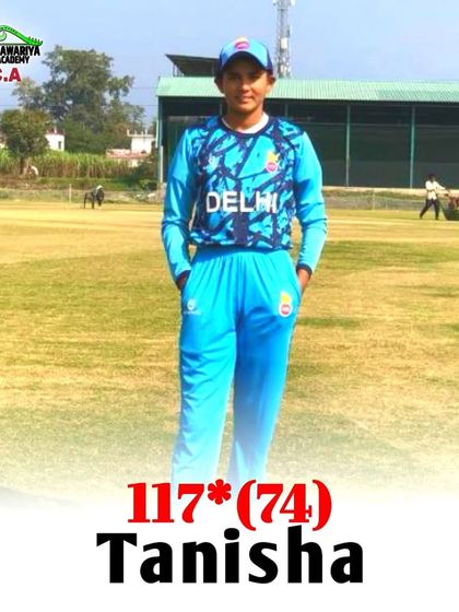 Our DDCA U-15 State player Tanisha after scoring 117 not out. She consistently performs at a high level.