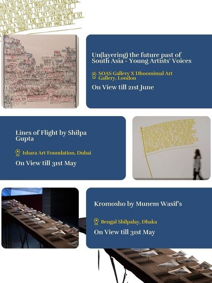 A look at inspiring exhibitions happening globally, from 'Lines of Flight' by Shilpa Gupta in Dubai to 'Kromosho' by Munem Wasif in Dhaka. Each show is a reminder that art isn’t confined by borders.