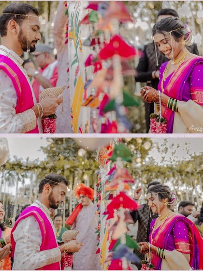 The moment the 'antarpat' is lowered, and the bride and groom see each other.