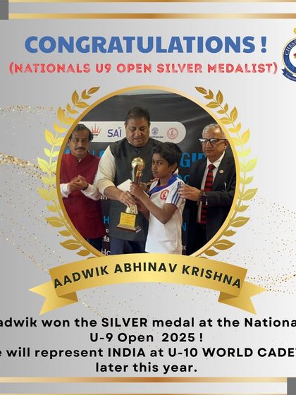 A huge congratulations to Aadwik Abhinav Krishna for winning the SILVER medal at the Nationals U9 Open. He will go on to represent India at the U10 World Cadets.