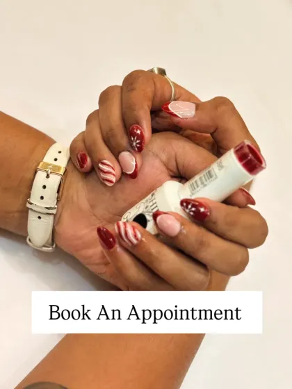 Getting into the festive spirit with this holiday-themed nail art. I combined deep red polish with candy cane stripes and delicate snowflake designs for a fun and celebratory look.