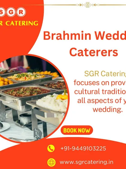 Our Brahmin wedding catering focuses on upholding cultural traditions in every aspect of your wedding. This image shows a buffet setup, demonstrating our flexibility to provide traditional food in a modern service style.