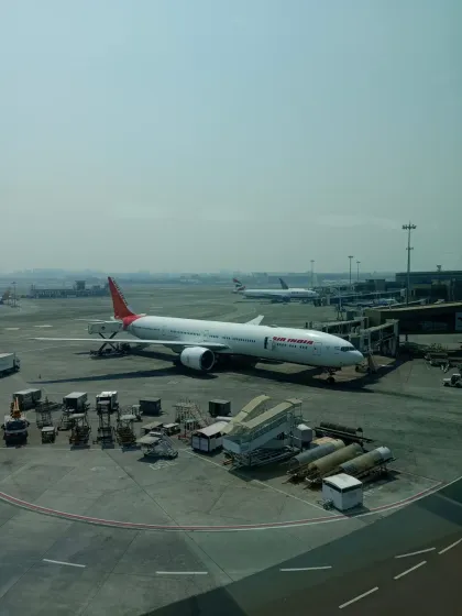 A shot of an Air India aircraft on the tarmac, taken as part of a commercial project for Adani Airports. This image documents airport operations and the scale of activity at a major international hub.