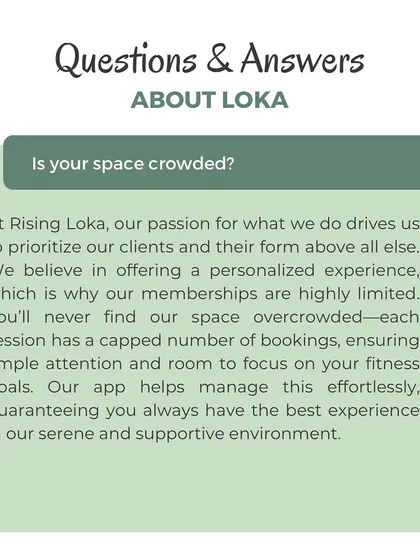 We often get asked if our space is crowded. We prioritize a personalized experience by limiting our class sizes, ensuring you always have ample attention and room to focus on your goals.