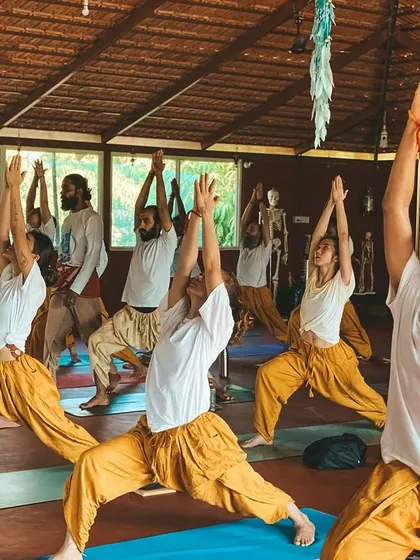 This is a duplicate of image 22 and 96. It shows a dynamic group asana class, highlighting the energy and focus of our students.
