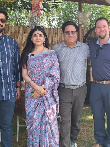 Our team with visiting PGA Pro Mathew Reise and renowned Sufi singer Dr. Jagriti Prasanna, after a day of insightful conversations at the academy.