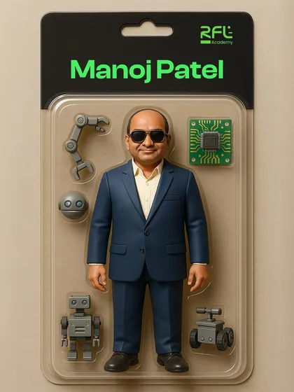 Meet our mentors, the heroes behind our students' success. This creative action figure represents Manoj Patel, one of the key figures guiding our young innovators.