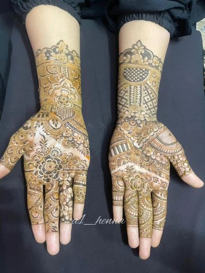 A complex design with a mix of different patterns and textures.