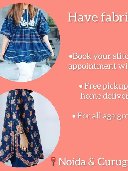 Have fabric but no design? Book a stitching appointment with us. We offer free pickup and home delivery for all your tailoring needs.