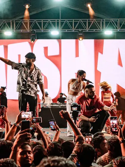 On stage with Badshah bhaiya during a live concert in Hyderabad. The energy was electric. Being his official DJ means I get to be part of these unforgettable shows, creating a vibe for tens of thousands of fans.