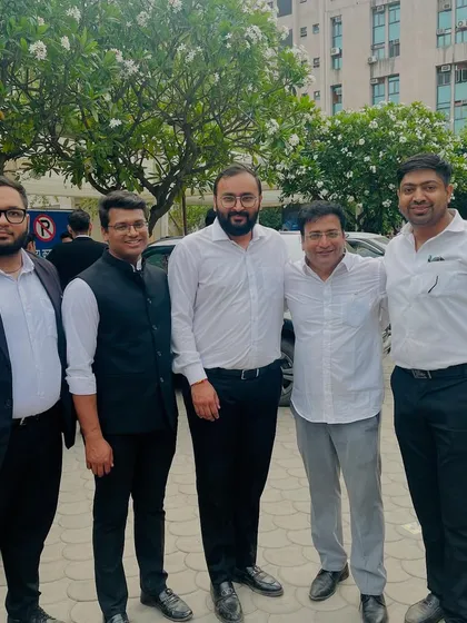 With my team, congratulating another colleague on his victory as Joint Secretary of the Saket Court Bar Association.