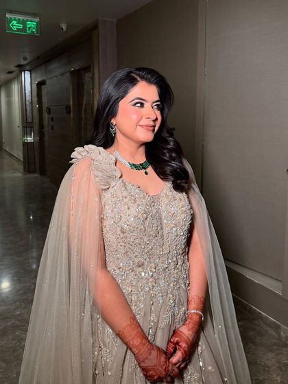 A candid shot of Sanchi. The makeup is designed to look beautiful from every angle and in any lighting.